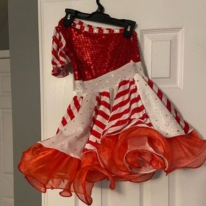 Red and white peppermint dance costume